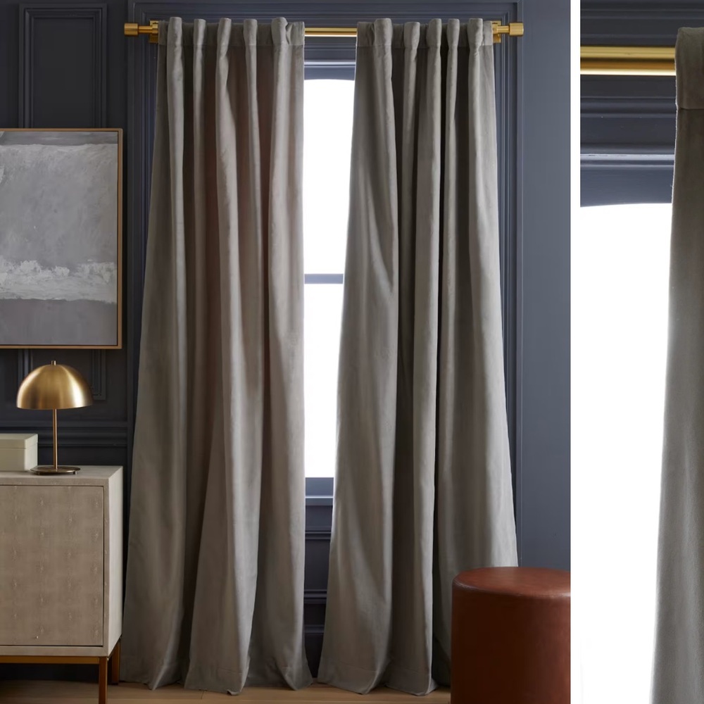 QUINCE 48x96 Cotton Velvet Curtain Light Grey 2497